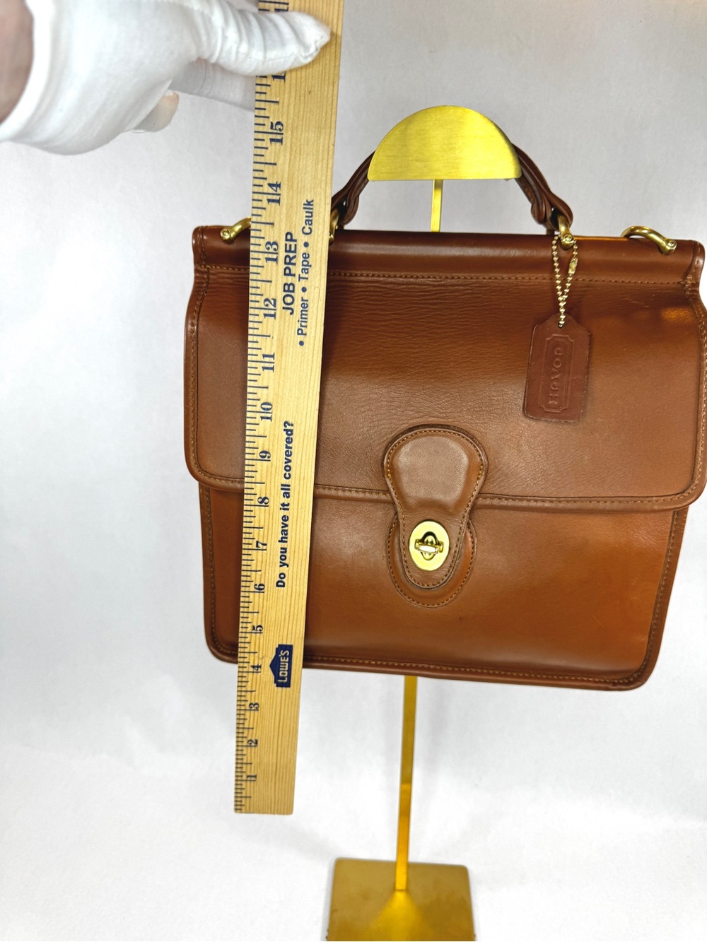 Vintage Coach Willis 9927 British Tan Leather Turnlock Top Handle Crossbody Bag - Picture 6 of 16